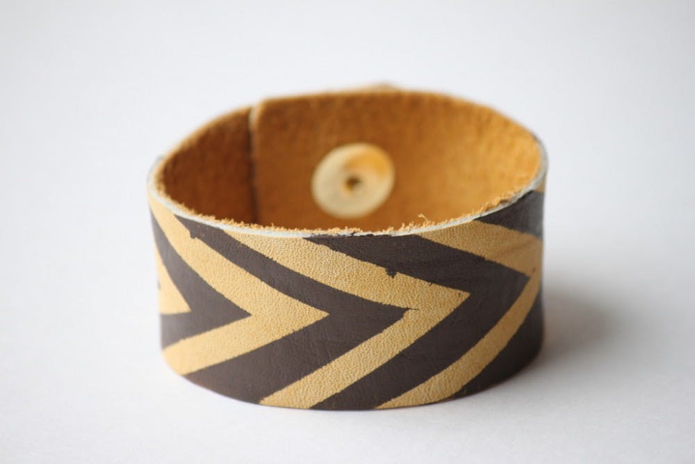 A DIY leather bracelet. Photo from DelightedMomma.com.