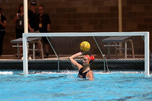 Redshirt sophomore goalie EB Keeve throws the ball out to the Sun Devils during a game in Tempe. (Photo by Arianna Grainey)
