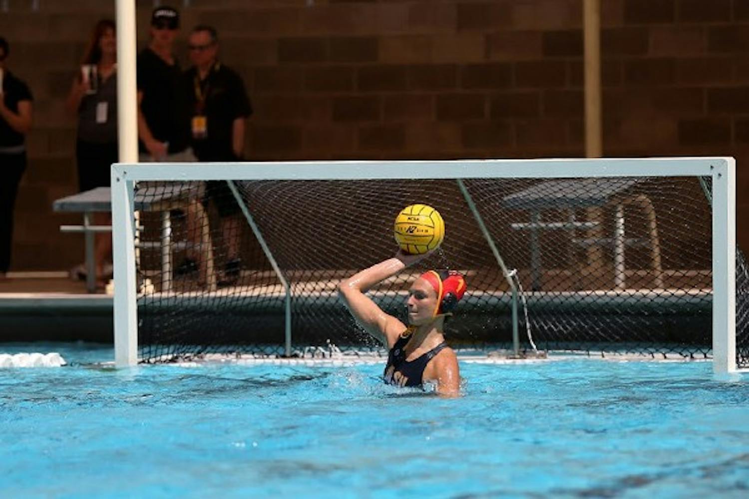 Redshirt sophomore goalie EB Keeve throws the ball out to the Sun Devils during a game in Tempe. (Photo by Arianna Grainey)