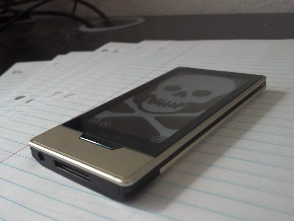 The skull and cross-bones mark the end of Zune. Photo by Courtland Jeffrey.