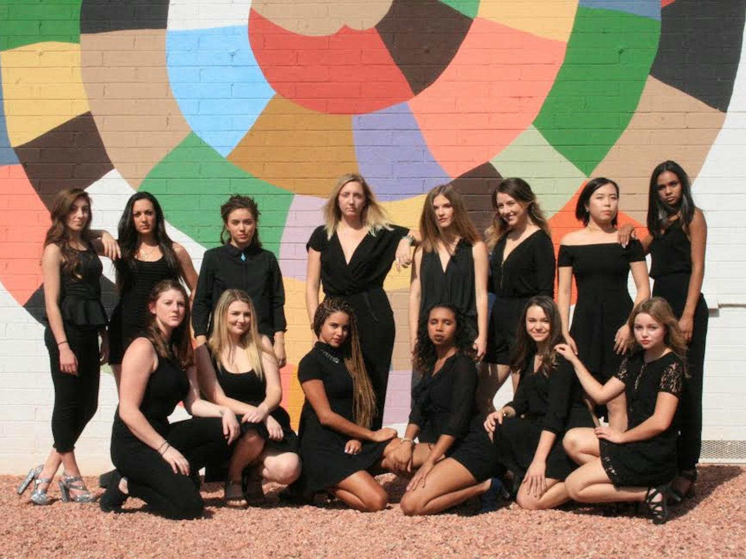 The 2016 all-female a cappella group The Pitchforks pose together for a&nbsp;photoshoot on Oct. 23, 2016. They will be&nbsp;having their fall concert on Nov. 19 in Murdock Hall on ASU's Tempe Campus.