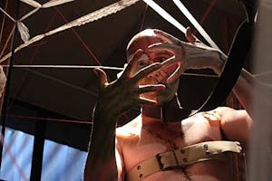 Brian Foley performs in "Frankenstein: A Metaprometheus Bound" at the ASU Art Museum. 