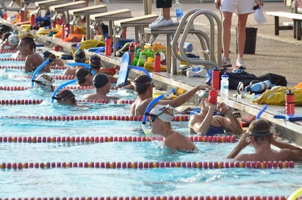 NEW MEETS OLD: The ASU swim and dive team hosts its annual alumni meet Saturday at Mona Plummer Aquatic Center. The event is not scored or structured, as it is intended to be an opportunity for current and former ASU swimmers and divers to connect. (Photo by Annie Wechter)
