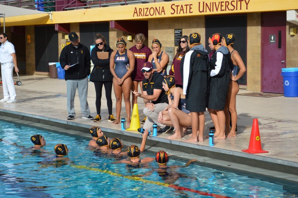 ASU water polo team plays Indiana in Tempe,AZ,Jan. 23rd, 2016