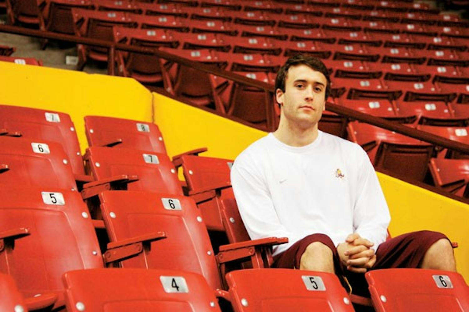 THE FLOOR GENERAL: Senior guard Derek Glasser initally was going to walk on at USC before ASU offered him a scholarship at the last minute. Now a senior, Glasser will leave ASU as the school's all-time leader in assists, free-throw percentage and games played. (Photo by Kyle Thompson)