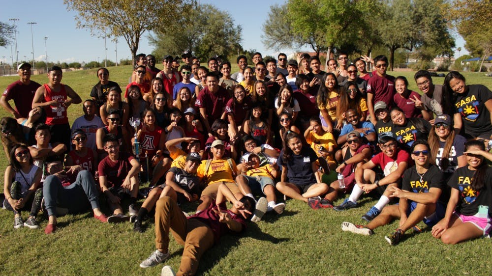 Students from ASU PASA, as well as&nbsp;students from NAU and University of&nbsp;Arizona Filipino clubs pose for a photo during an event.