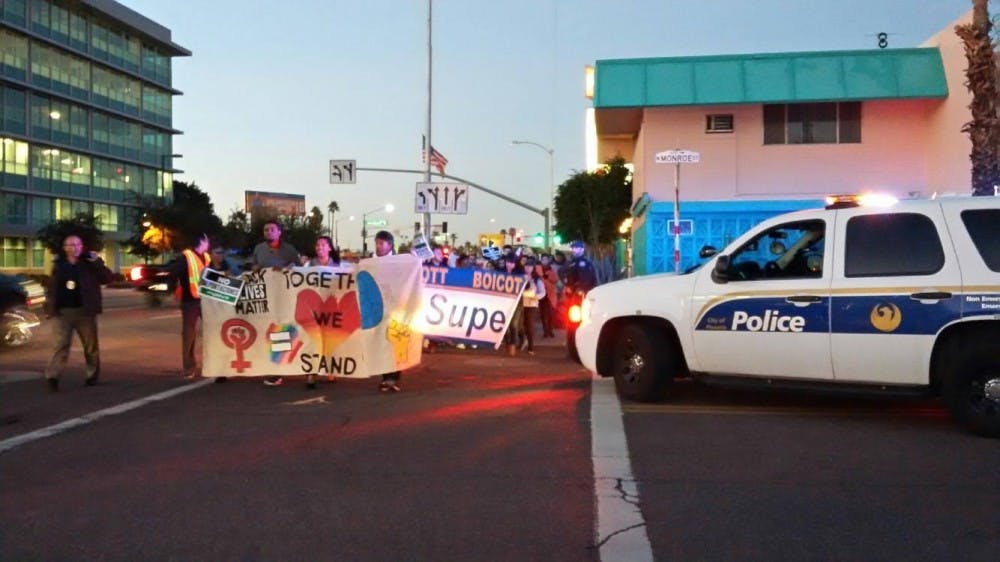 ASU students joined the&nbsp;Living United for Change in Arizona (LUCHA) protest Tuesday evening.&nbsp;