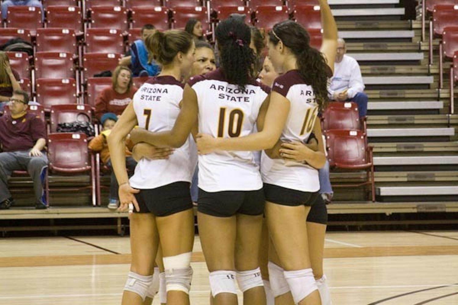 SLOW RISE: After a stretch of tough years devoid of postseason play, ASU women’s volleyball coach Jason Watson believes his team is on the rise. The team went 7-11 in conference play this season after winning just three Pac-10 matches last year. (Photo by Annie Wechter)