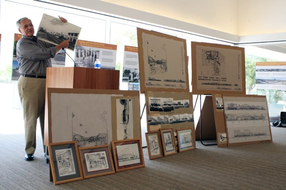 Congressional representative and former Tempe mayor Harry Mitchell discussed the construction of Mill Avenue and the previous as well as more current renovations it is undergoing with community members at the Tempe History Museum Wednesday afternoon. (Photo by Jessie Wardarski)