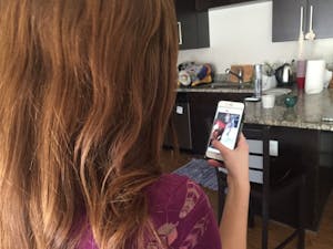 AJ Lash using a dating app on January 30th, 2017