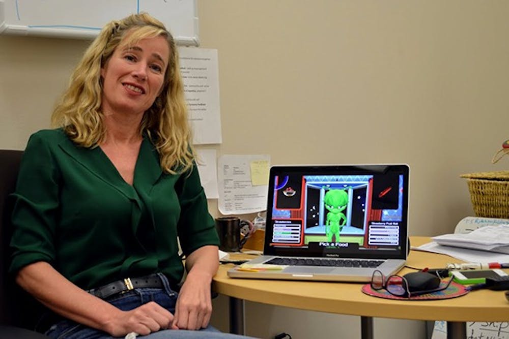 Mina C. Johnson-Glenberg, Ph.D. associate research professor is developing Unity-Based Education games for the Learning Sciences Institute at ASU. (Photo by Axel Everitt )
