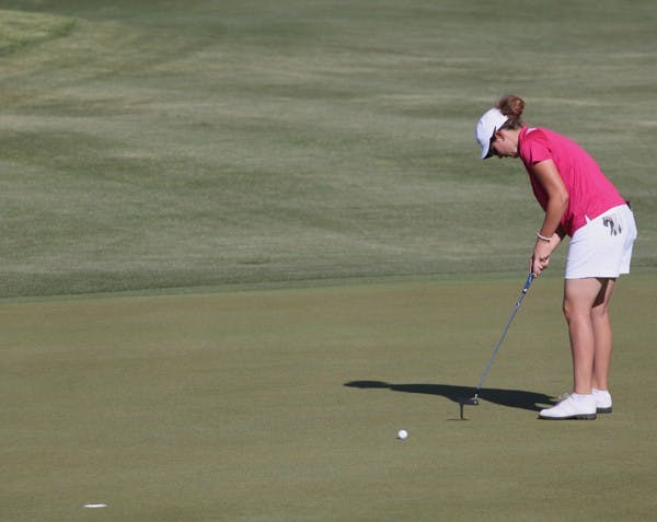 ROLLING STONE: ASU junior Giulia Molinaro putts during the PING/ASU Invitational in April. Molinaro spent the summer playing in tournaments around the world, as well as visiting her family in Kenya. (Photo by Beth Easterbrook)