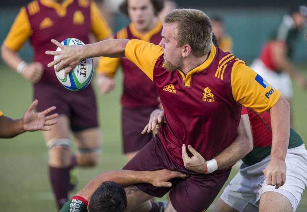 The ASU rugby team plays against the Mexico national rugby team at the Fiesta Bowl Rugby and Balloon Classic at Scottsdale Stadium in Scottsdale, Arizona, on Saturday April 23, 2016. Mexico beat the ASU team, 30-23.