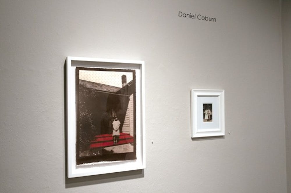 Artist Daniel Coburn manipulates appropriated images recreated with a 19th century photographic process to construct new narratives within the family, addressing issues such as adultery, abuse, violence, and alcoholism. Coburn’s work is part of Northlight Gallery’s exhibition, “Family Matters, revisited” and is open Oct. 21 till Nov. 22, 2014. (Photo by Mario Mendez)
