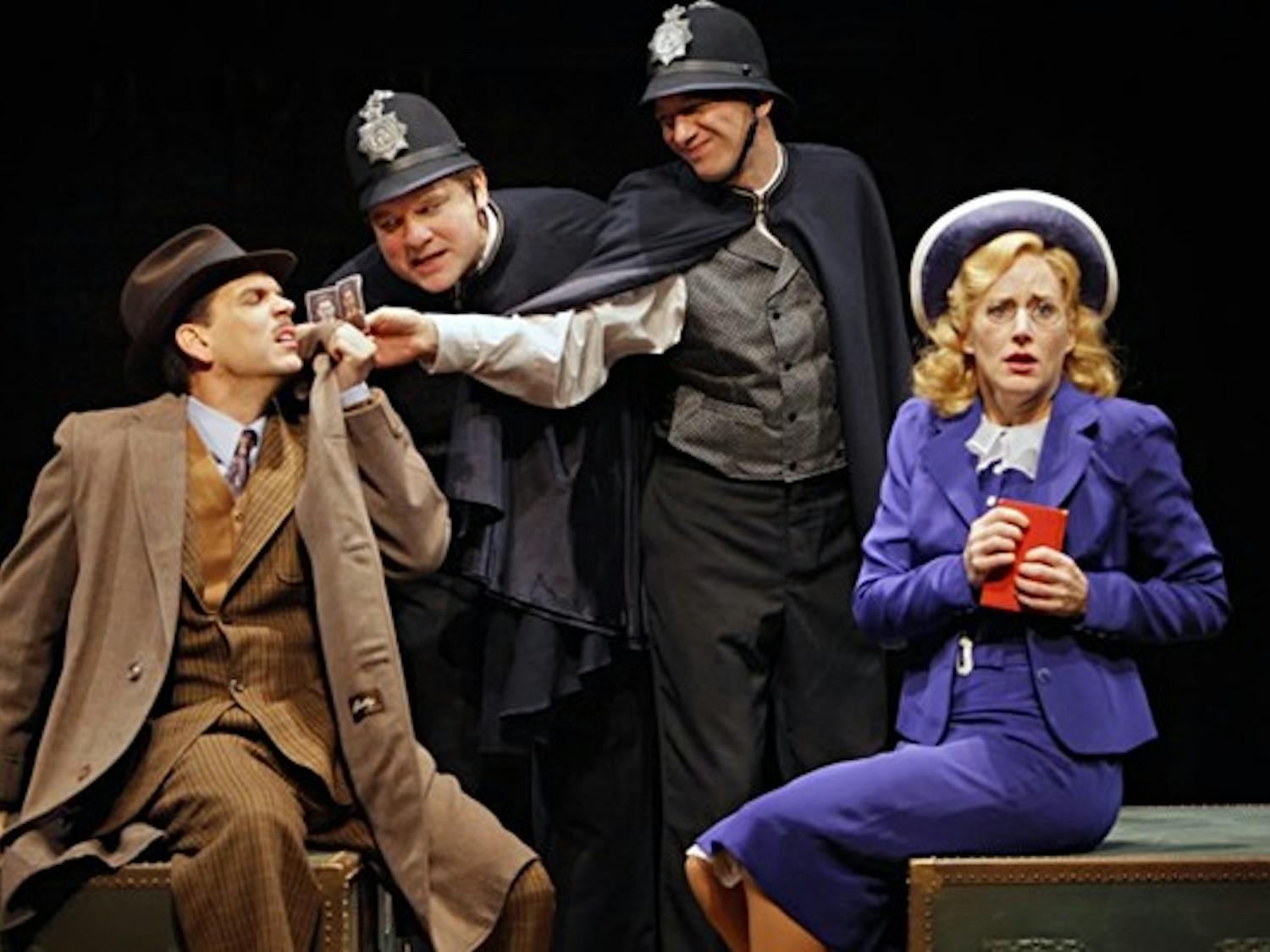 Robert O. Berdahl, Luverne Seifert, Jim Lichtsheidl and Sarah Agnew in "Alfred Hitchcock's The 39 Steps." (Photo by Michael Daniel, courtesy of Arizona Theatre Company)
