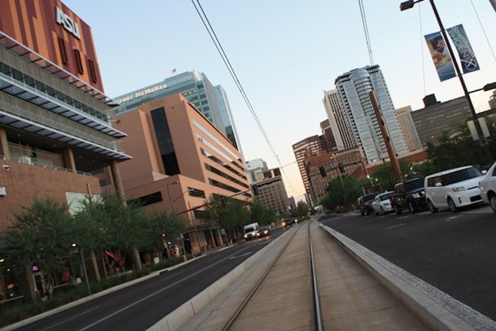 ASU's downtown Phoenix campus is woven between the art and business districts of Phoenix and is just steps away from the light rail system, which is a major connection for the Arizona community. (Photo by Jessie Wardarski)