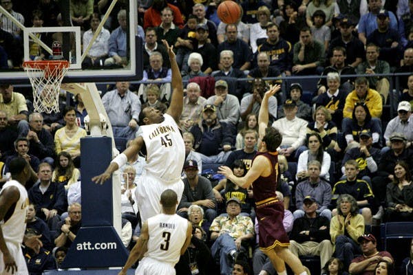 OUT OF REACH: Junior center Markhuri Sanders-Frison leaps for a loose ball during California’s 62-46 win over ASU on Saturday. (Photo courtesy of Ann Marie Schuler | The Daily Californian)
