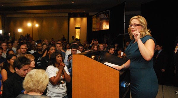 Kyrsten Sinema won the 9th Congressional seat against Republican Vernon Parker. Sinema, along with Democrats Ed Ableser, Andrew Sherwood and Juan Mendez were all elected to represent Tempe. (Photo by Murphy Bannerman)