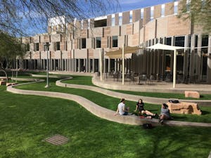 Barrett students study and relax in the Barrett courtyard on Feb. 9, 2017.