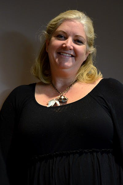 School of Social Work Professor Dominique Roe-Sepowitz stands inside the Cronkite building on Wednesday, Nov. 19, 2014. Roe-Sepowitz teaches classes at the Downtown campus frequently. (Photo by Jonathan Williams)