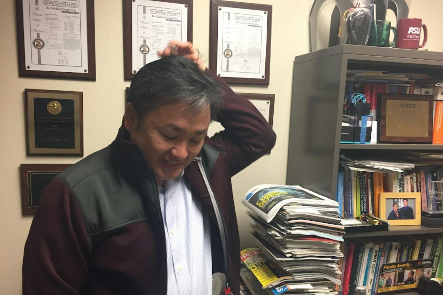 Dr. Gail-Joon Ahn,&nbsp;director of ASU’s Laboratory of Security Engineering for Future Computing, in his office in Tempe, AZ&nbsp;on Jan 18, 2017.