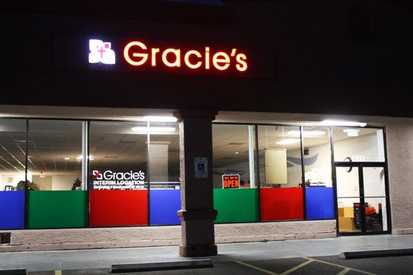 Gracie's Family Thrift Store, located on Apache Boulevard, is now at an interim location until the new building, Gracie's Village, opens in fall 2013. (Photo by Cameron Tattle)