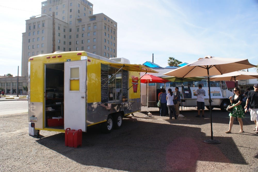 The trucks wait for hungry customers. Photo by Chelsea Brown. 
