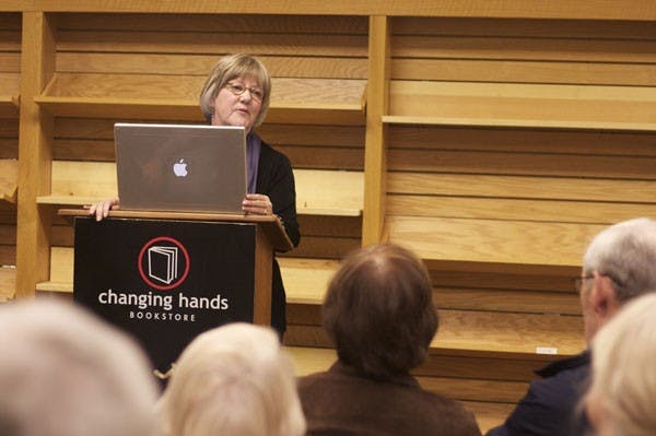 HEALTHY READING: ASU alumni read poetry from Mayo Clinic patients Friday night at Changing Hands Bookstore in Tempe.  (Photo by Scott Stuk)