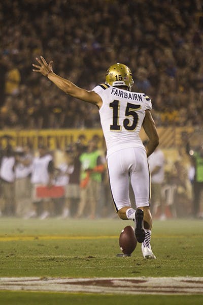 UCLA junior place kicker Ka'imi Fairbairn kicks the ball at game against ASU in Tempe on Sept. 25, 2014. The Sun Devils lost to the Bruins, 62-27. (Photo by Alexis Macklin)