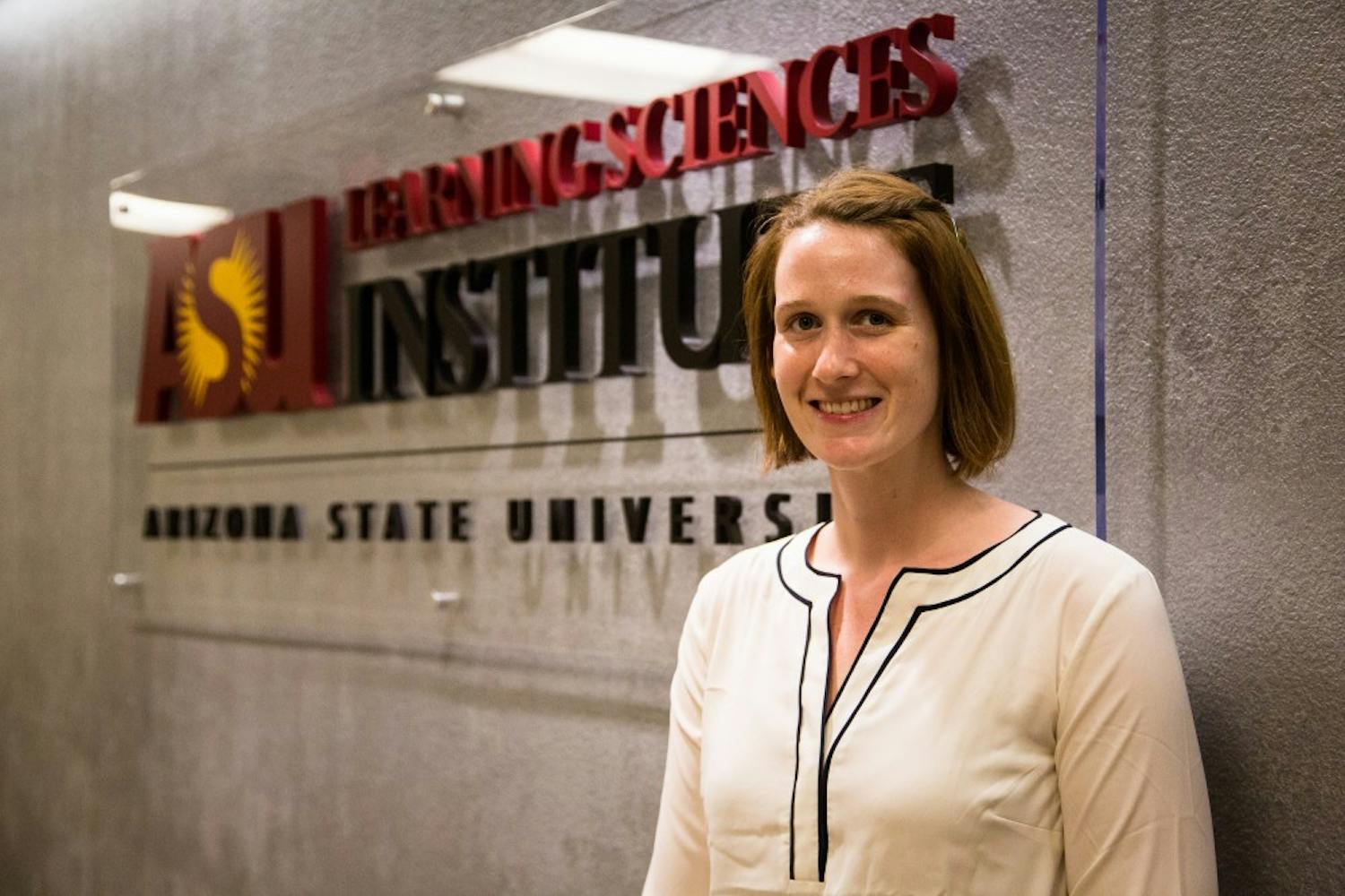 ASU psychology doctoral student Leigh McLean outside of her office in the Ira D. Payne Educational Hall on the Tempe campus on Feb. 24, 2015. McLean’s psychology study revealed depression in teachers impacts the classroom learning environment. (Daniel Kwon/ The State Press)