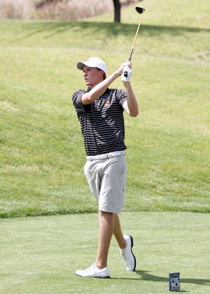 MOVING FORWARD: Senior Spencer Fletcher drives the ball off the tee during the Pac-10 Championship last season. Fletcher finished in the top ten at The Prestige earlier this week. (Photo courtesy of Steve Rodriguez)
