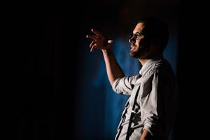 Tomás Stanton, founder of Phonetic Spit, performs his original works of spoken-word poetry at ASU's Center for the Study of Race and Democracy.