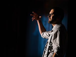 Tomás Stanton, founder of Phonetic Spit, performs his original works of spoken-word poetry at ASU's Center for the Study of Race and Democracy.
