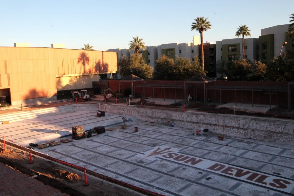 The pool at the Sun Devil Fitness Center on Tempe campus is pictured under renovation on Monday, Feb. 15, 2016.