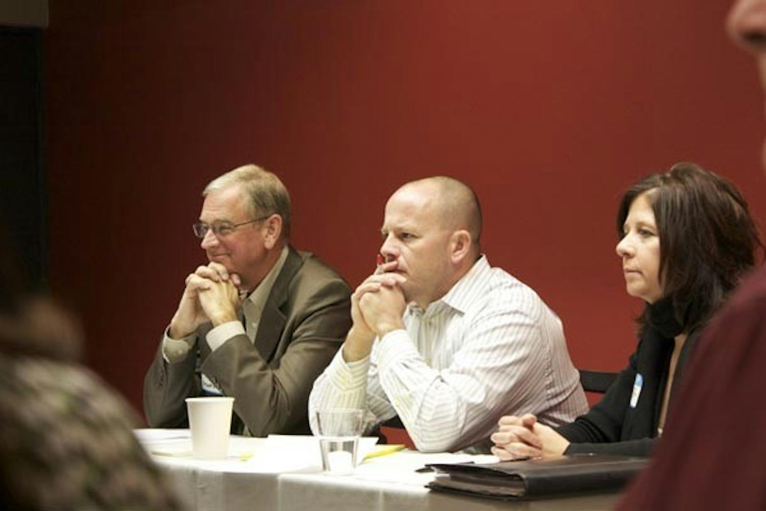 LOCAL OWNERS: (left to right) Jim Mapstead of Local First Arizona, Rep. Chad Campbell, D-Phoenix, and Kimber Lanning, of Local First Arizona, held a discussion Tuesday for small business owners. (Photo by Jessica Weisel)