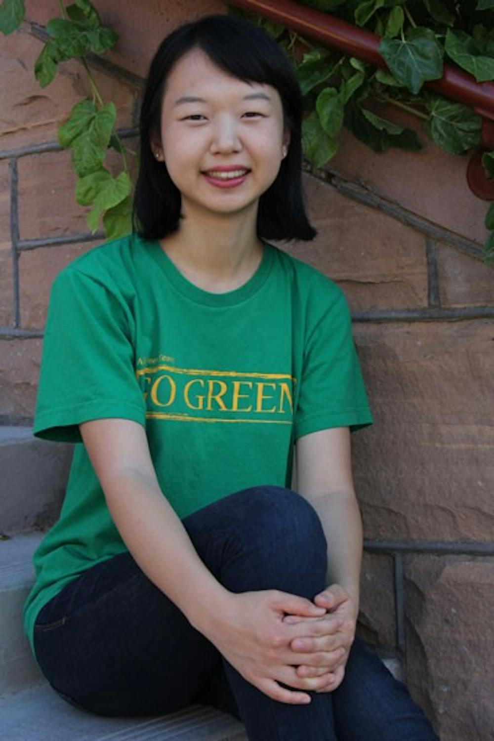 Sustainability senior Hyejung Lim, helped with the Plateau Solar Project earlier in May.  The project provided Navajo Nation elders with electricity, clean water and inside plumbing. (Photo by Ana Ramirez)