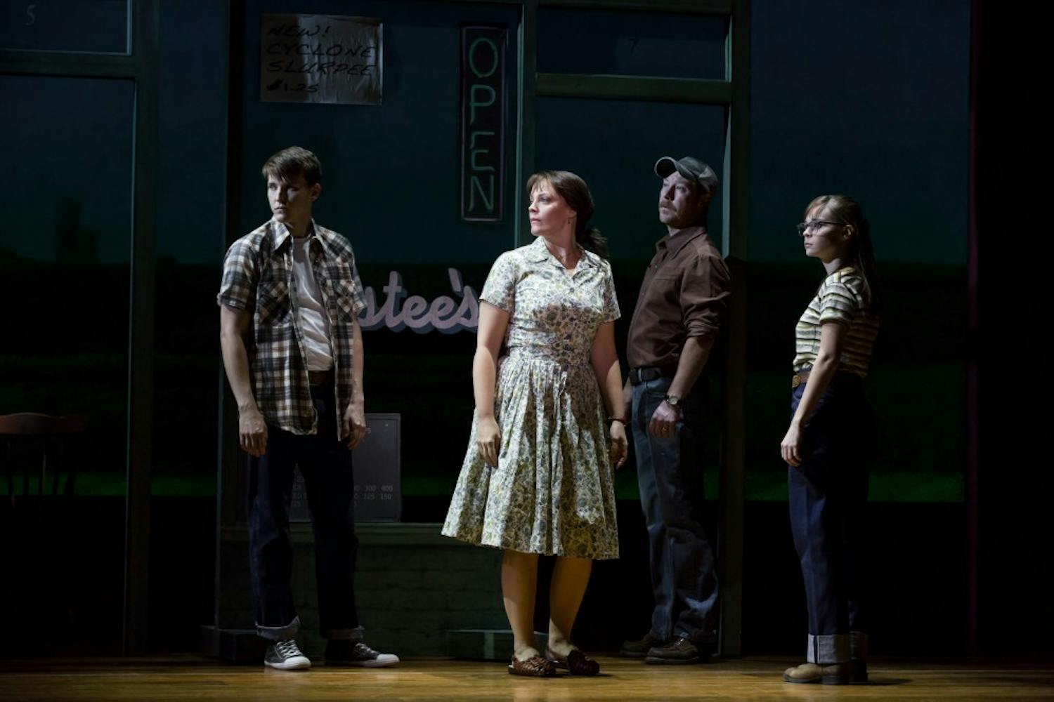 Dave Thomas Brown (Michael), Elizabeth Stanley (Francesca), Cullen R. Titmas (Bud)&nbsp;and Caitlin Houlahan (Carolyn) in the national tour of "The Bridges of Madison County."