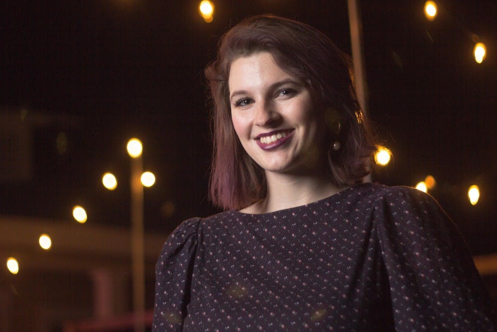 Journalism sophomore Hattie Hayes poses for a picture on Feb. 5, 2015 in Phoenix. Hayes studies journalism and film at ASU and is one of the performers for the Vagina Monologues 2015 premiering Feb. 14, 2015 at “The Pressroom” in Phoenix. (Jonathan Galan/ The State Press)