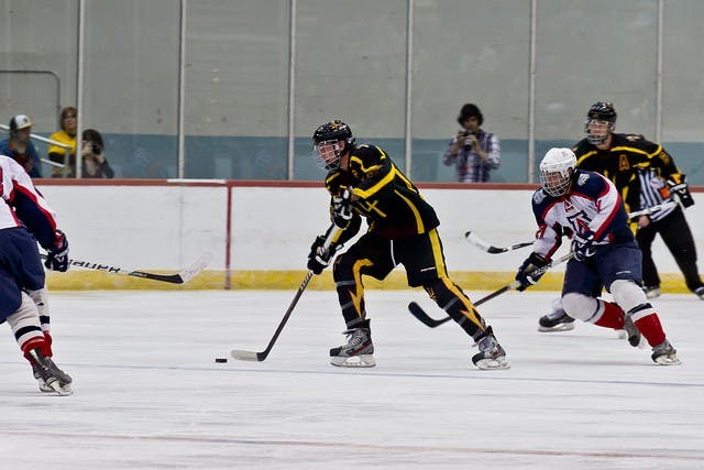 Danny McAuliffe (shown) and the rest of ASU hockey looks to bring the heat to the Frozen Four this year. Photo courtesy of Michelle Hekle.