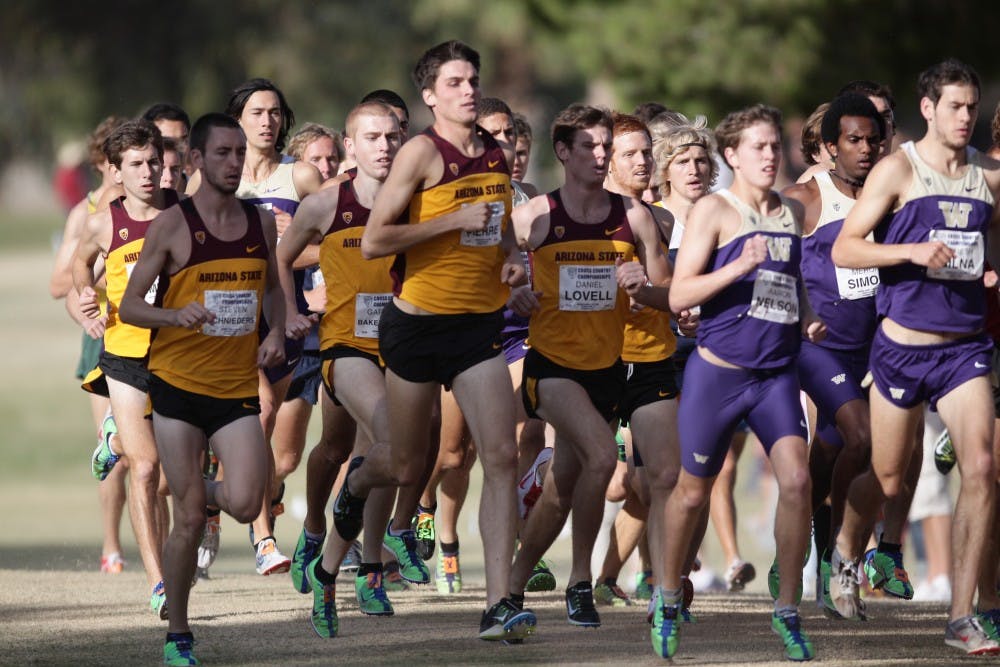 The men's cross country team competes in a meet against a group of schools in the Pac-12. (Photo by The State Press)