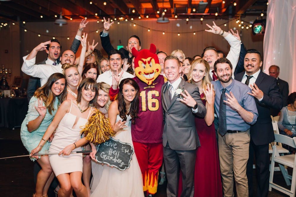 Sparky surprises the couple at their wedding in 2016.