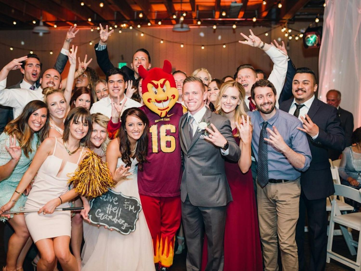 Sparky surprises the couple at their wedding in 2016.