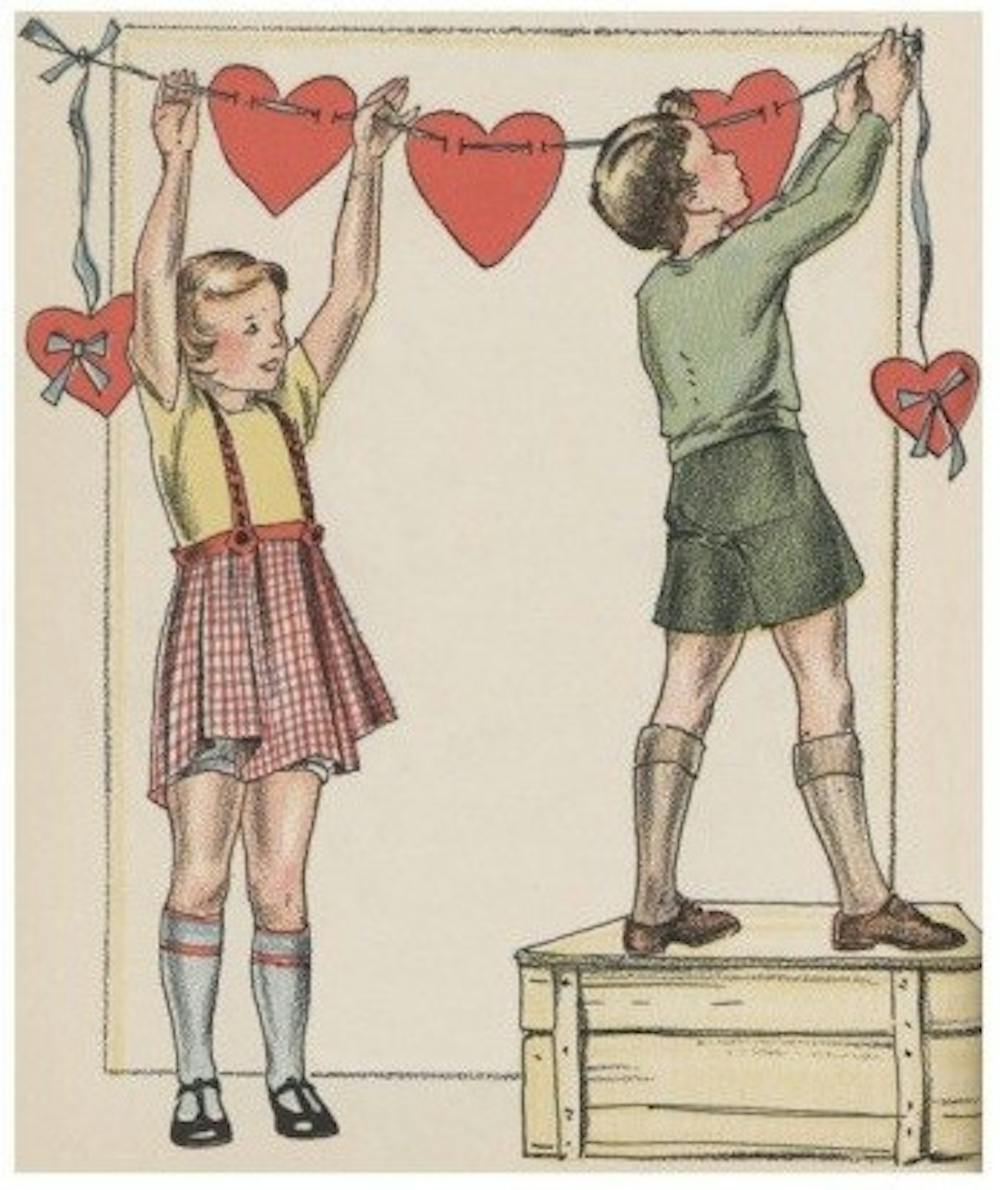 Kate Seredy's "Hanging up the Valentines." Photo from allposters.com.