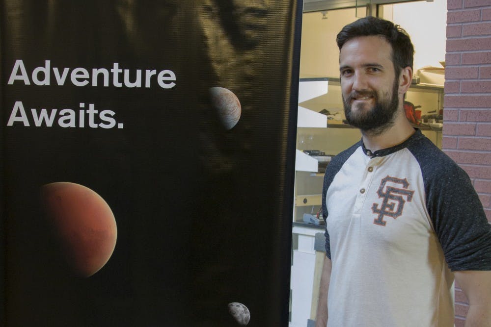Alex Miller, who is a part of the Space and Terrestrial Robotic Exploration Labaratory (SpaceTREx) program at ASU's school of Earth and Space Exploration, poses for a portrait on Wednesday, March 16, 2016, on the Tempe campus. The program aims to develop and design satellites and other systems.
