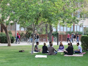 Students, staff and faculty participate in Mindful ASU's first event, an interfaith meditation at the Tempe Campus on March 23, 2017.