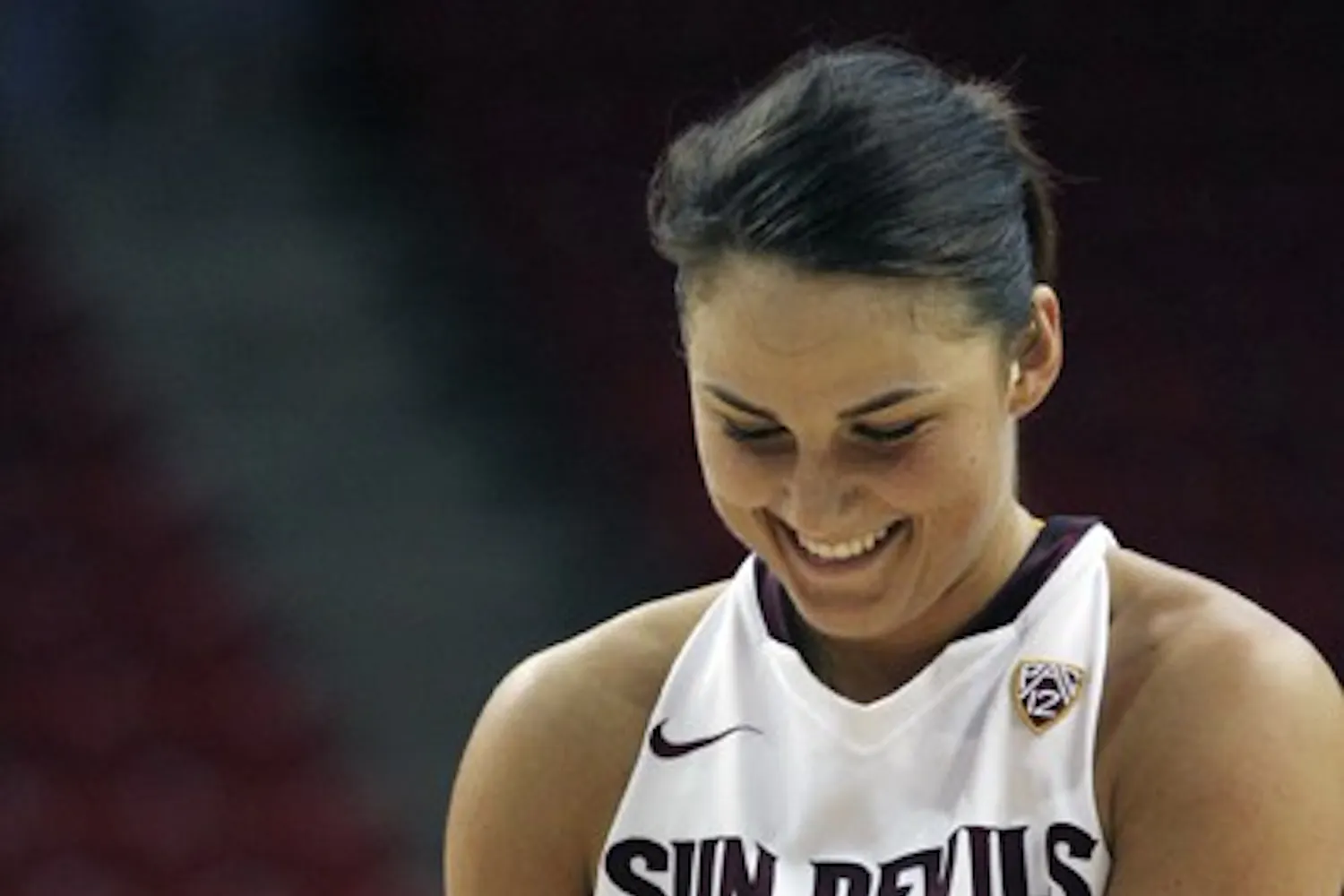 Alex Earl prepares to shoot a free throw in a game against Washington State on Feb. 18. Earl scored 11 points in her final game at Wells Fargo Arena. (Photo by Sam Rosenbaum)