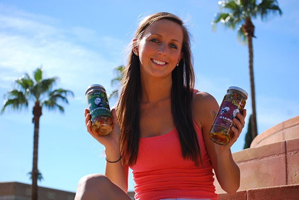 Kelsey Digman is a ASU alumni, who started her own business freshman year in Chicago, Illinois selling Gairdiniera. Digman, has recently brought the company to Arizona and is now in several stores. (Photo by Murphy Bannerman)
