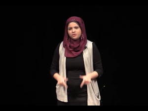 Dana Abushanab, a speaker at&nbsp;Ignite @ ASU, delivers a speech regarding the dangers of stereotypes on Aug. 13, 2016 at the Heard Museum.