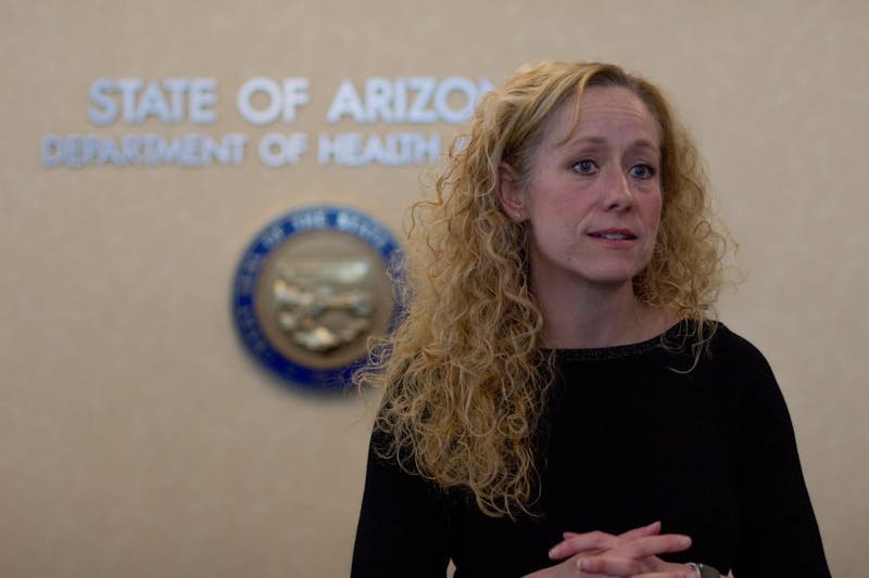 Arizona Department of Health Services Director Cara Christ speaks about the first confirmed case of the 2019 Novel Coronavirus in Maricopa County on Sunday, Jan. 26, 2020, at ADHS headquarters in Phoenix.