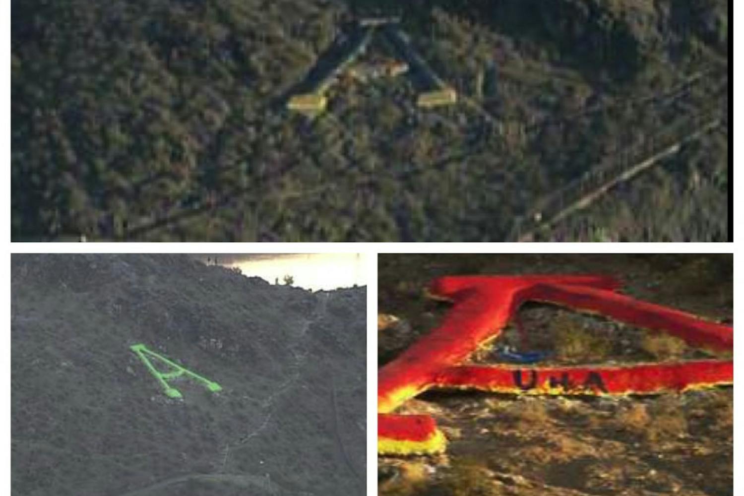 The “A” on A mountain painted in Oregon, U of A, and Navy colors this past football season. Photos courtesy of KPHO and ABC15